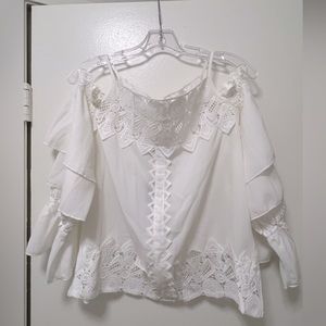 White blouse with open shoulders